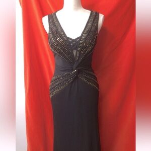 Janine vtg 00s beaded gown black size small Y2K evening bodycon